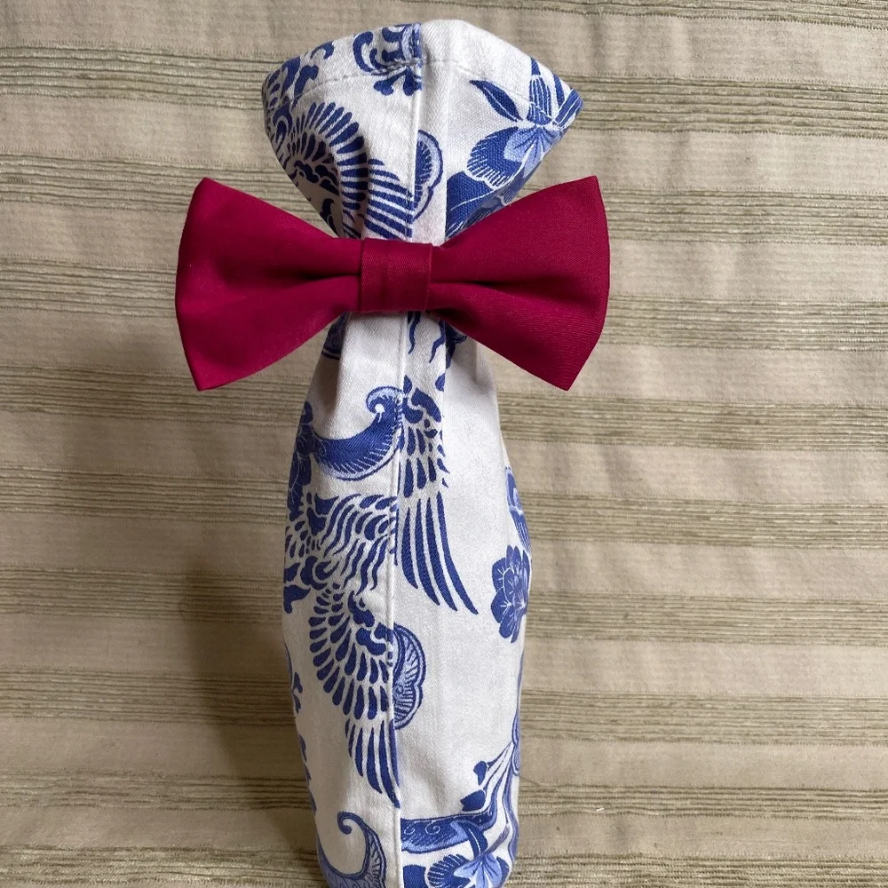 Handcrafted Wine or Liquor Bottle Gift Bag Made From Denim and Tie